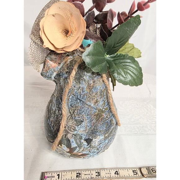 Hand Decorated Ceramic Pumpkin 9" Tall Dark Floral Moody Harvest Thanksgiving - Picture 4 of 4